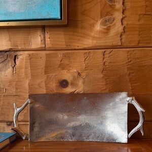 Silver Tray with Antler Handles